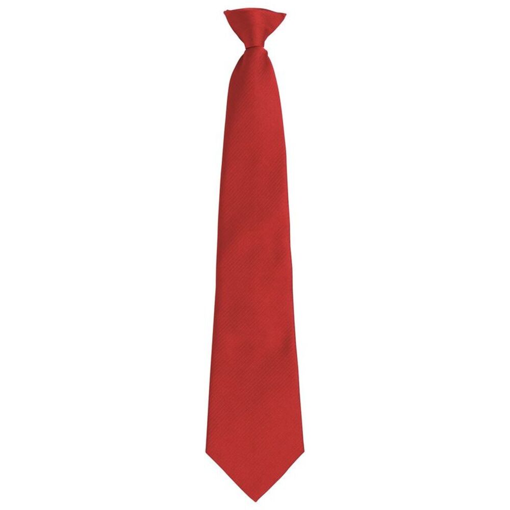 Premier Unisex Adult Colours Fashion Plain Clip-On Tie / Red